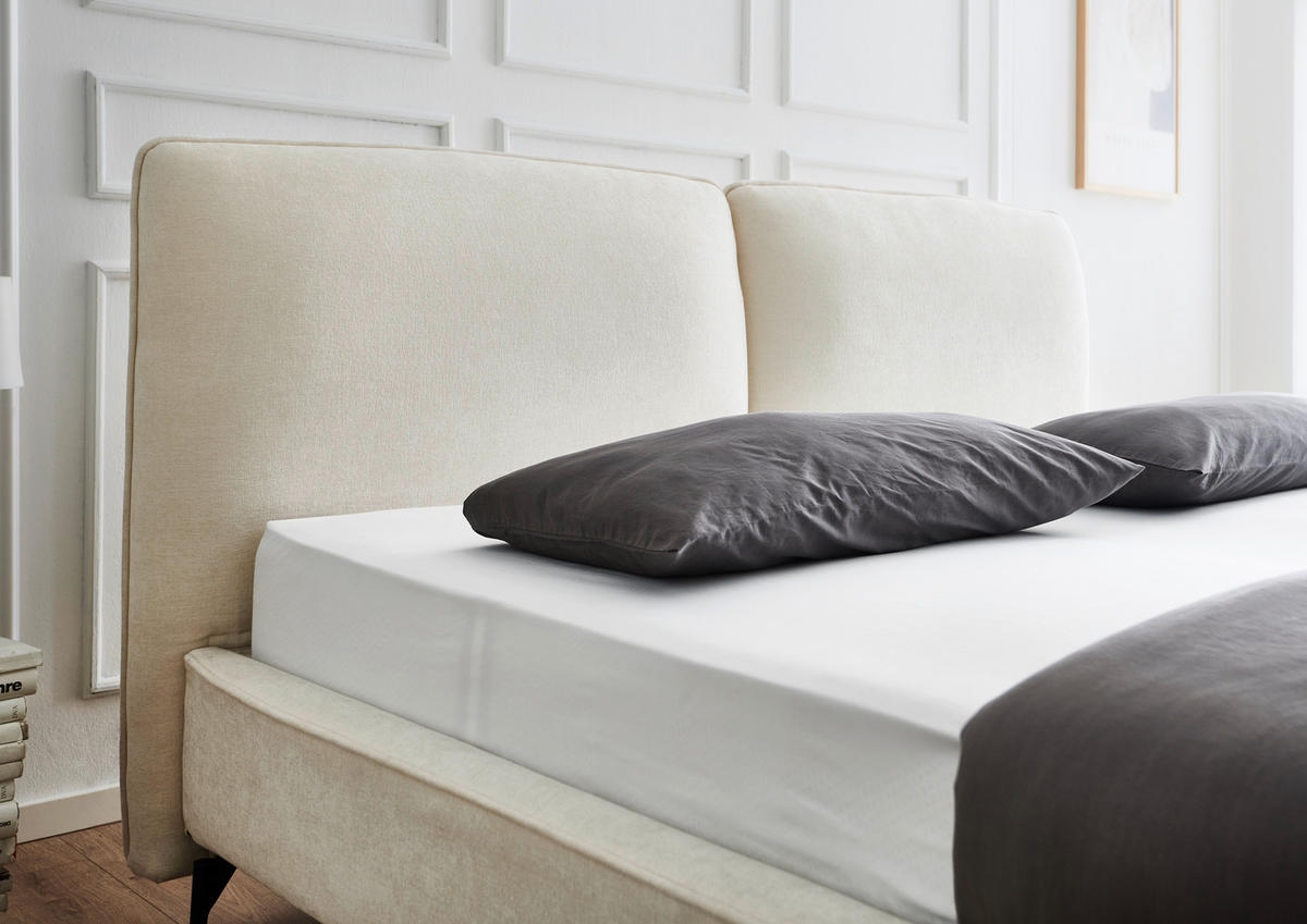 POLSTERBETT 200/200 cm  in Creme  - Creme/Schwarz, Modern, Textil/Metall (200/200cm) - Livetastic