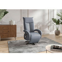 SESSEL in Echtleder Graublau  - Graublau/Schwarz, KONVENTIONELL, Leder/Metall (74/112/82cm) - Sit & More