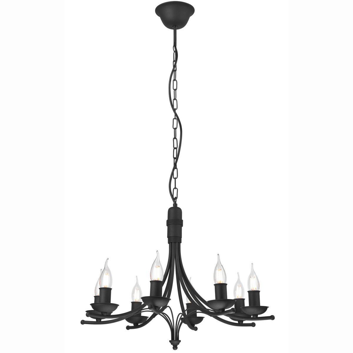 PENDELLEUCHTE 58/100 cm  - Schwarz Hochglanz, KONVENTIONELL, Metall (58/100cm)