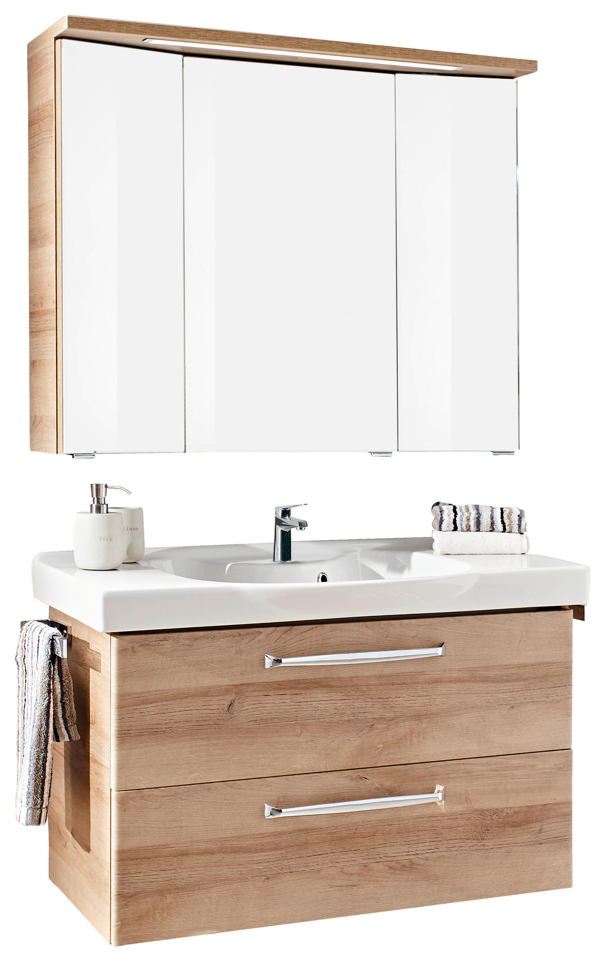 BADEZIMMER  in 92 cm  - Eichefarben/Weiß, KONVENTIONELL, Keramik/Holzwerkstoff (92cm) - Sadena