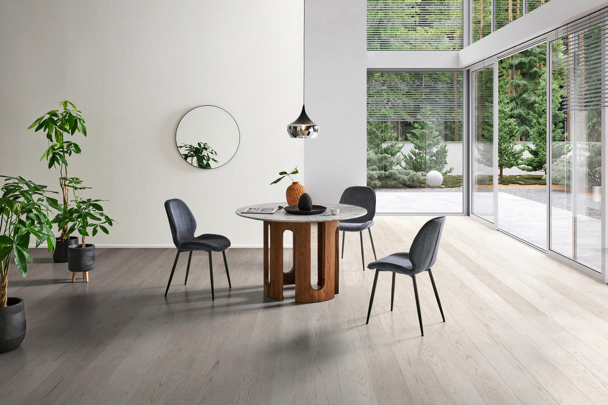 JEDILNA MIZA, v celoti masivno akacija barva oreha  - barva oreha, Design, kamen/les (120/120/76cm) - Livetastic