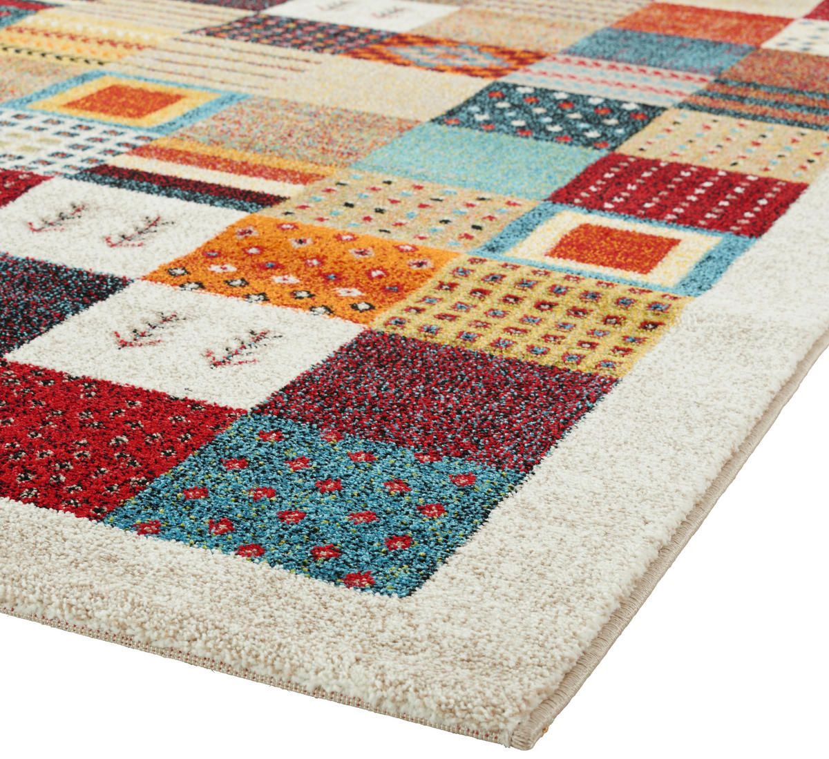 Webteppich (bunt) im Patchwork-Design kaufen