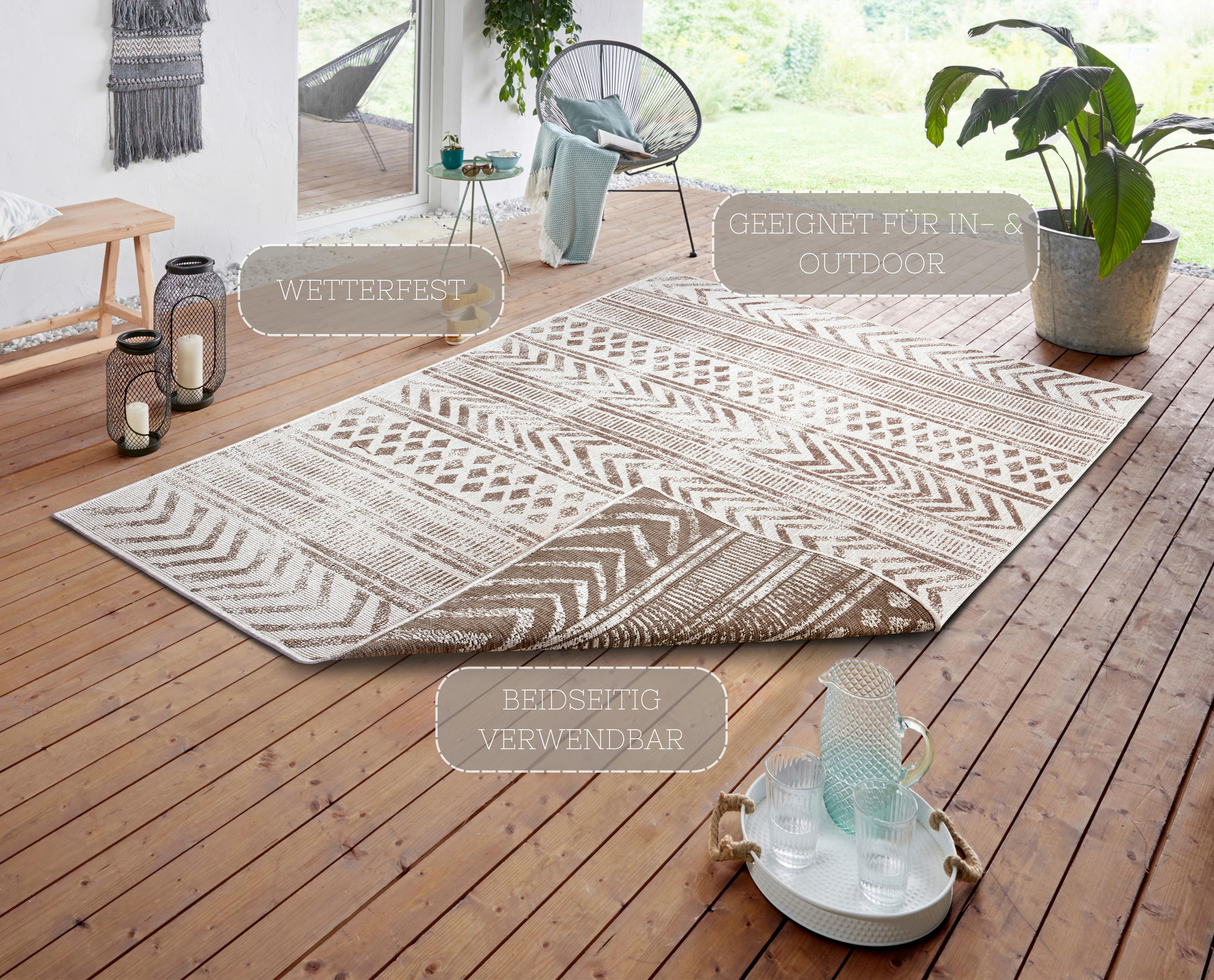OUTDOORTEPPICH 80/150 cm Twin Supreme Creme, Cappuccino  - Creme/Cappuccino, Design, Kunststoff (80/150cm)