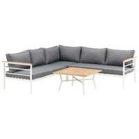 LOUNGEGARNITUR 233/233 cm Teakholz Aluminium  - Weiß, KONVENTIONELL, Holz/Metall (233/233cm) - Gardenson