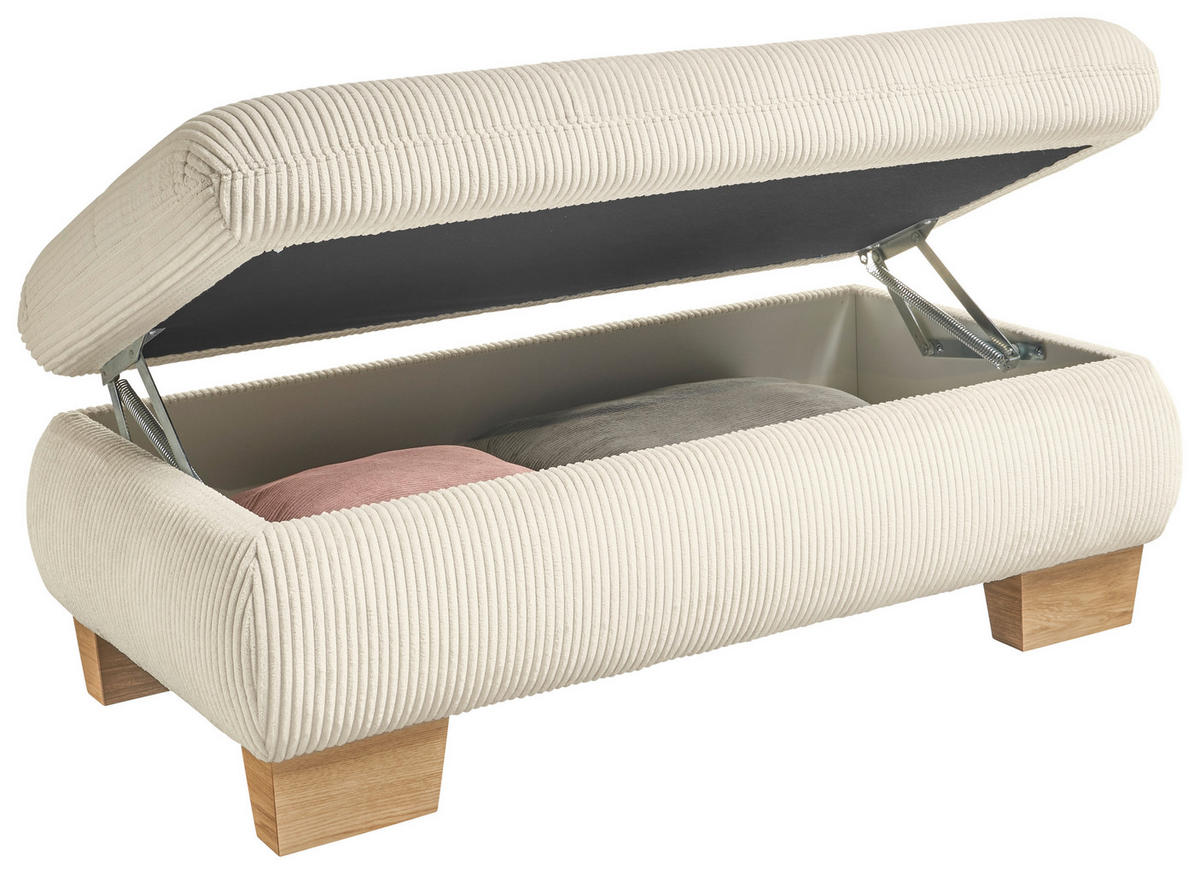 HOCKER Cord Creme  - Eiche Bianco/Creme, KONVENTIONELL, Holz/Textil (129/49/64cm) - SetOne by Musterring