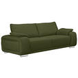 3-SITZER-SOFA Lederlook Olivgrün  - Chromfarben/Olivgrün, KONVENTIONELL, Textil/Metall (241/85/95cm) - Carryhome