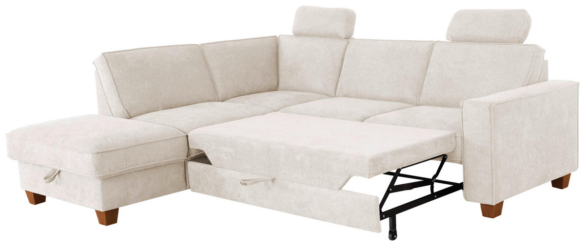 ECKSOFA in Flachgewebe Creme  - Eichefarben/Creme, Konventionell, Holz/Textil (213/236cm) - Sit & More