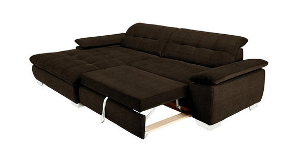 ECKSOFA in Mikrofaser Dunkelbraun 180/265 cm - Chromfarben/Dunkelbraun, Design, Textil/Metall (180/265cm) - Carryhome