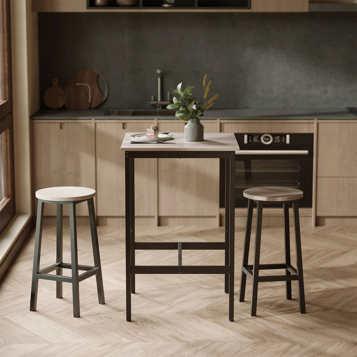 BARTISCH in Metall, Holzwerkstoff   - Greige/Schwarz, MODERN, Holzwerkstoff/Metall (60/90/60cm) - MID.YOU