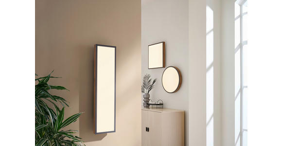 LED-DECKENLEUCHTE Ludwig 45/45/7,6 cm  - Opal/Graphitfarben, Natur, Holzwerkstoff/Kunststoff (45/45/7,6cm) - Novel