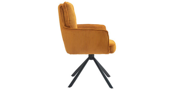 ARMLEHNSTUHL in Eisen Cord - Currygelb/Schwarz, Design, Textil/Metall (62/95/67cm) - Novel