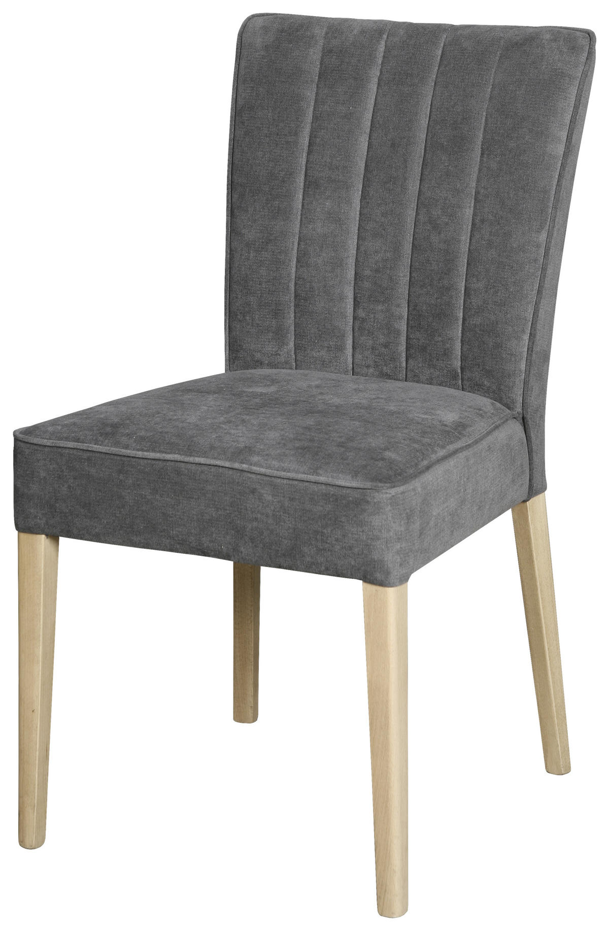STUHL Webstoff Dunkelgrau  - Dunkelgrau/Buchefarben, KONVENTIONELL, Holz/Textil (47/88/61cm) - Carryhome