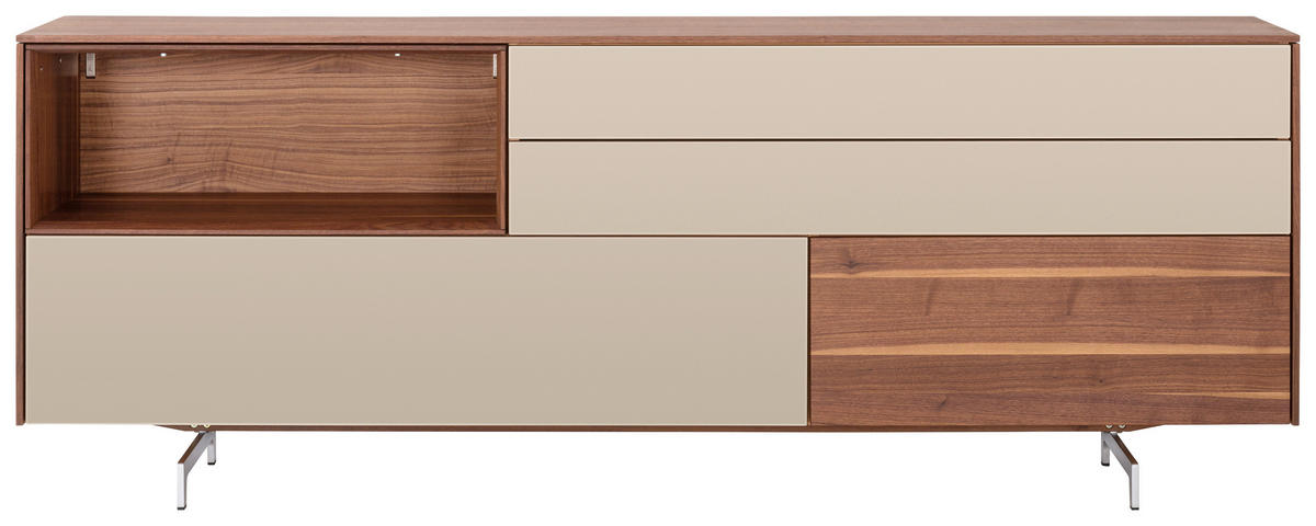 ANRICHTE Nussbaumfarben  212,9/79,6/41,8 cm  - Edelstahlfarben/Nussbaumfarben, Design, Glas/Holz (212,9/79,6/41,8cm) - TEAM 7