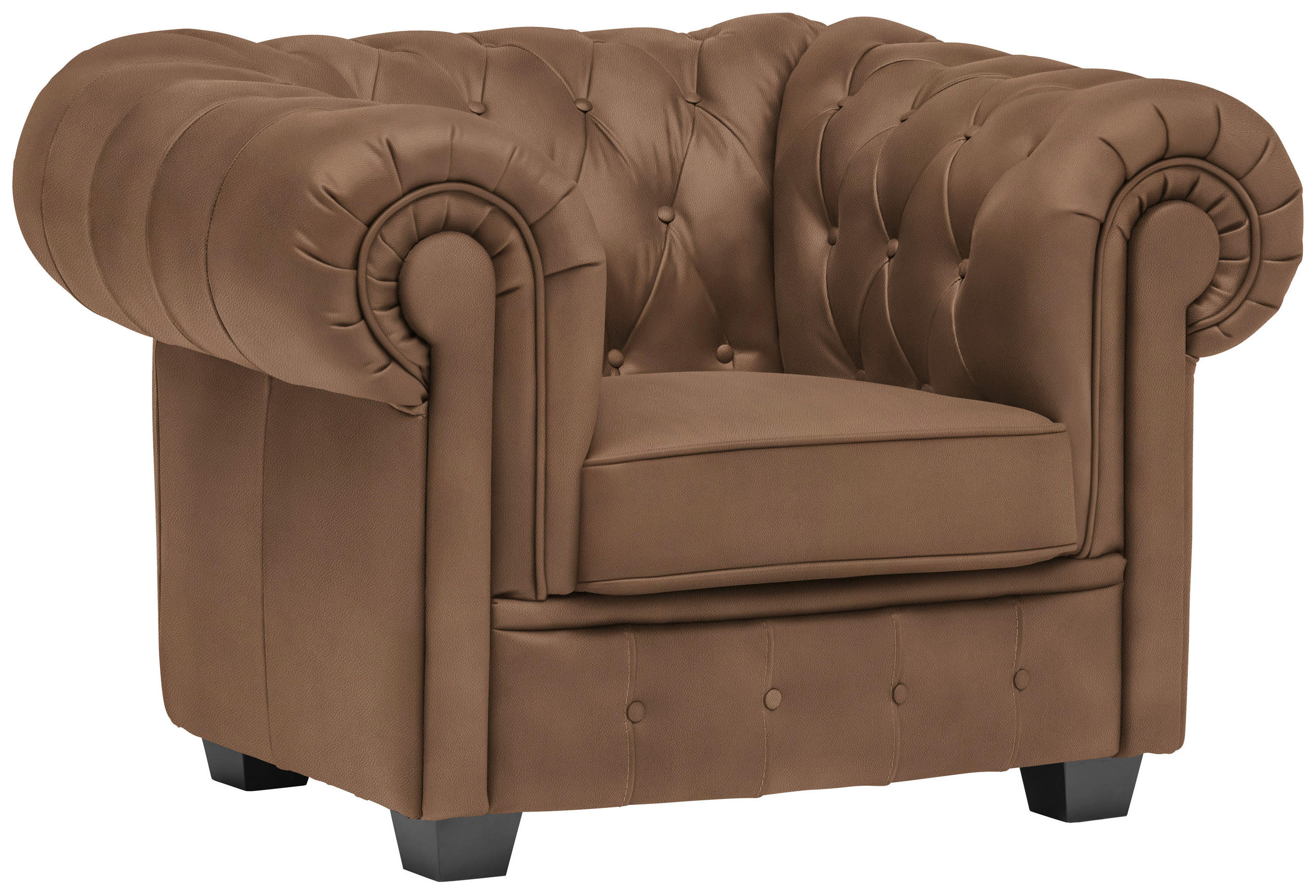 CHESTERFIELD-SESSEL - Wengefarben/Braun, LIFESTYLE, Holz/Textil (115/76,5/96cm) - Landscape