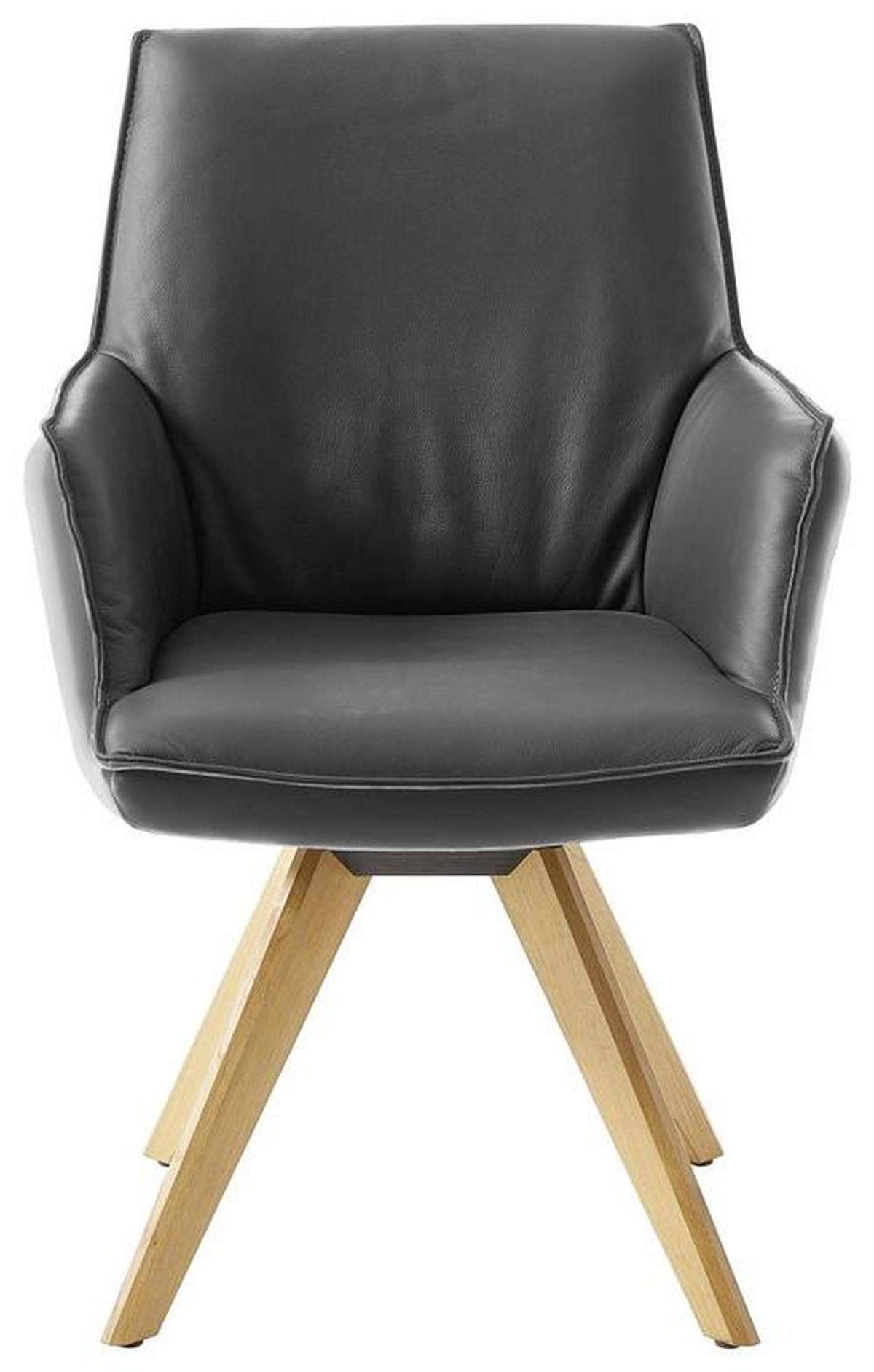 ARMLEHNSTUHL  in Echtleder pigmentiert  - Eichefarben/Dunkelbraun, Design, Leder/Holz (64/93/65cm) - Ambiente