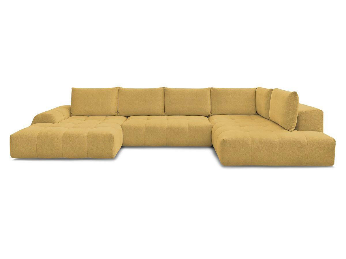 ECKSCHLAFSOFA EVEREST  mit Rücken echt, Armteil links, Armteil rechts Flachgewebe Gelb  - Gelb/Schwarz, MODERN, Kunststoff/Textil (198/423/212cm)