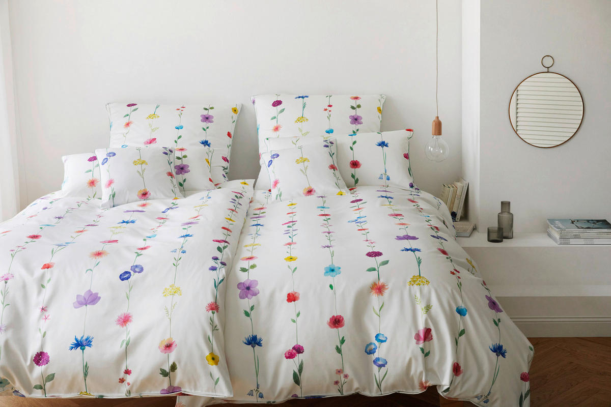 BETTWÄSCHESET Satin 160/210 cm  70 cm/50 cm  - Weiss, Basics, Textil (160/210cm) - Elegante