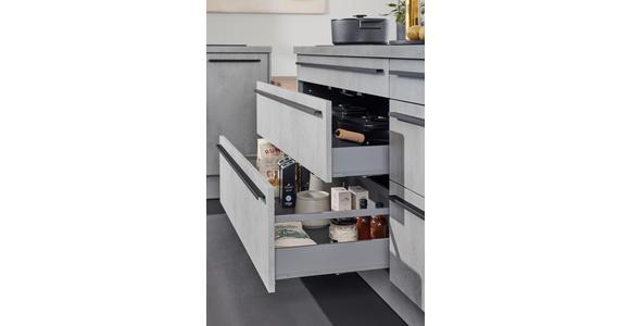 EINBAUKÜCHE   - Grau, Basics, Holzwerkstoff - Novel