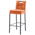 BARHOCKER in Metall, Textil Orange, Schwarz  - Schwarz/Orange, Design, Textil/Metall (42/102/52cm) - Cantus