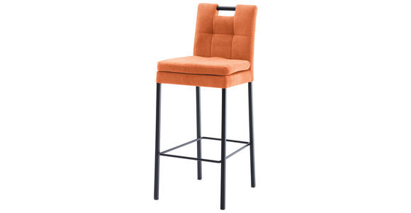 BARHOCKER Webstoff Orange, Schwarz Eisen  - Schwarz/Orange, Design, Textil/Metall (42/102/52cm) - Cantus