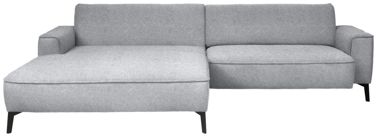 ECKSOFA in Flachgewebe Grau  - Schwarz/Grau, Design, Textil/Metall (190/285cm) - Johann Jakob