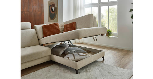 ECKSOFA Beige Chenille  - Beige/Schwarz, Design, Textil/Metall (239/182cm) - Valnatura