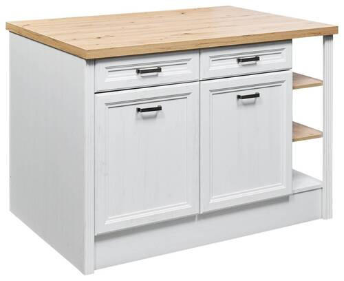 INSULĂ DE BUCĂTĂRIE 130/91,5/90 cm   - argintiu/culoare coconar, Design, metal/material pe bază de lemn (130/91,5/90cm) - MID.YOU