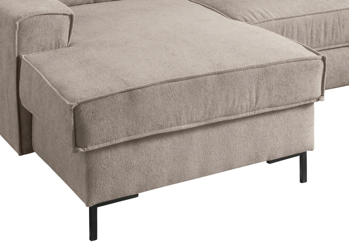 SEDACIA SÚPRAVA, textil, taupe - čierna/taupe, Modern, kov/textil (150/309/198cm) - MID.YOU