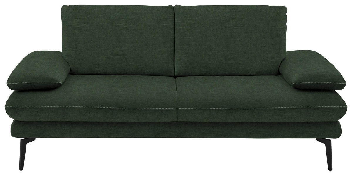 2,5-SITZER in Velours Olivgrün  - Beige/Schwarz, Design, Textil/Metall (196/89/104cm) - Dieter Knoll