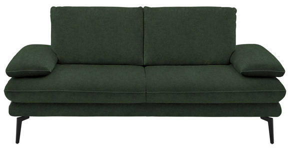 2,5-SITZER in Velours Olivgrün - Beige/Schwarz, Design, Textil/Metall (196/89/104cm) - Dieter Knoll