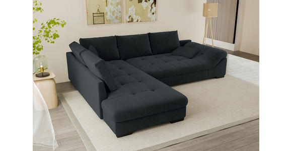 ECKSOFA Anthrazit Cord Zierkissen, Rückenkissen, Rücken echt  - Anthrazit/Schwarz, KONVENTIONELL, Holz/Textil (202/298cm) - Carryhome