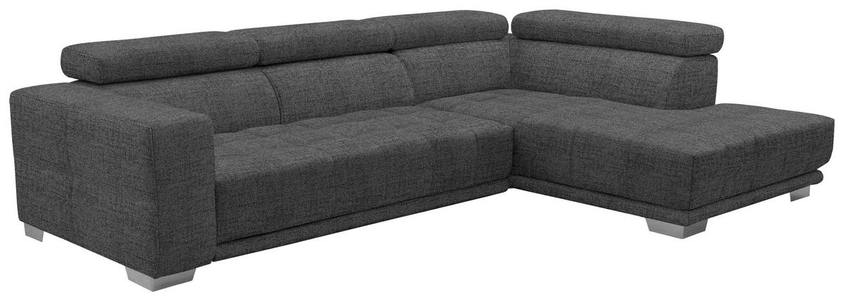 ECKSOFA in Chenille Grau  - Chromfarben/Grau, Design, Textil (301/207cm) - Xora