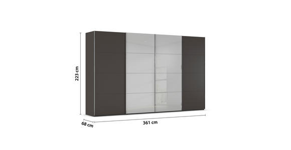 SCHWEBETÜRENSCHRANK 361/223/68 cm 4-türig  - Chromfarben, KONVENTIONELL, Glas/Holzwerkstoff (361/223/68cm) - Novel