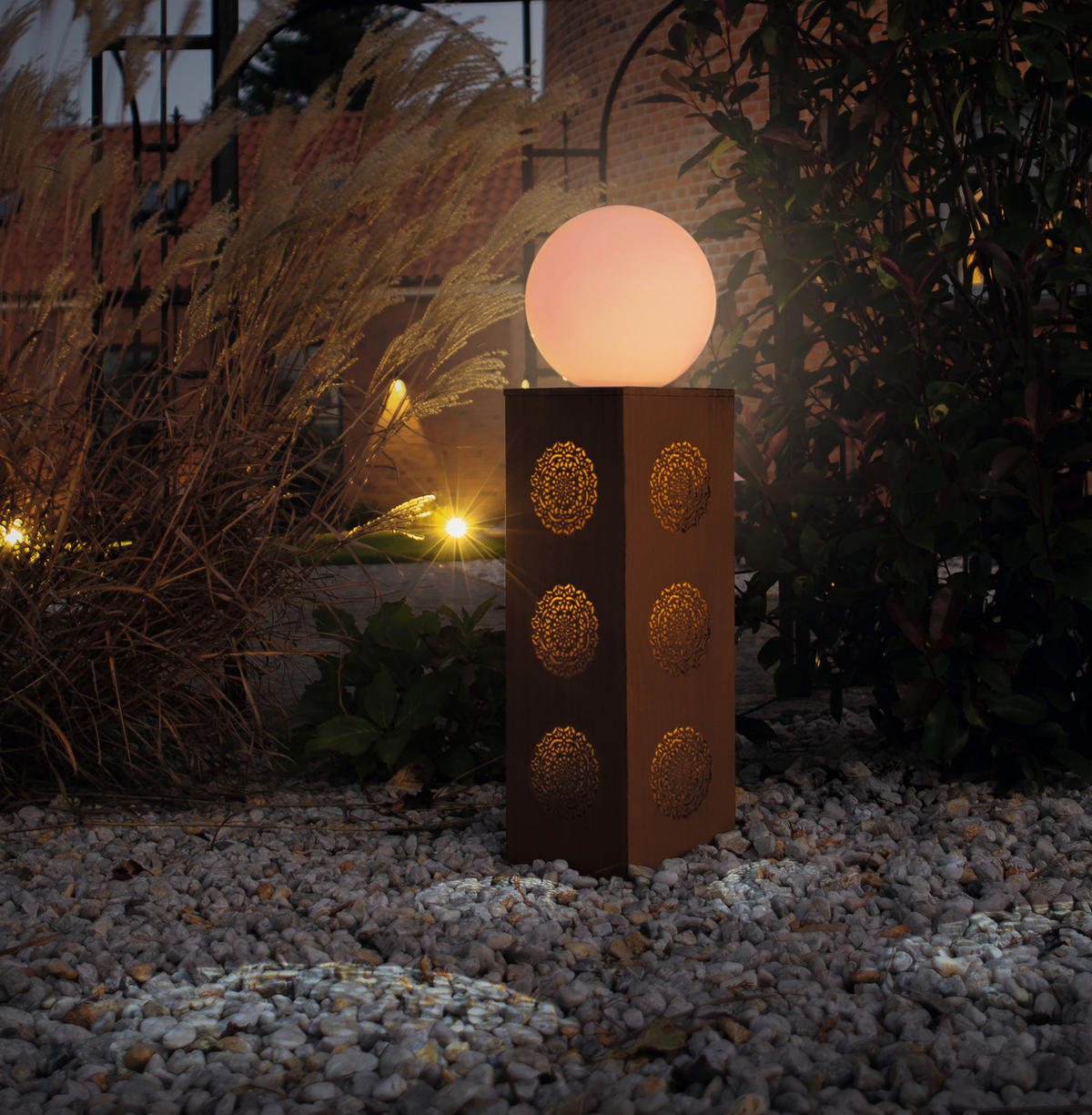 Dekosäule mit LED Beleuchtung - Rostfarben, LIFESTYLE, Metall (23/23/84cm)