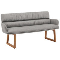 SITZBANK 180/86/68 cm Mikrofaser Grau Wildeiche massiv  - Grau, Design, Holz/Textil (180/86/68cm) - Valdera