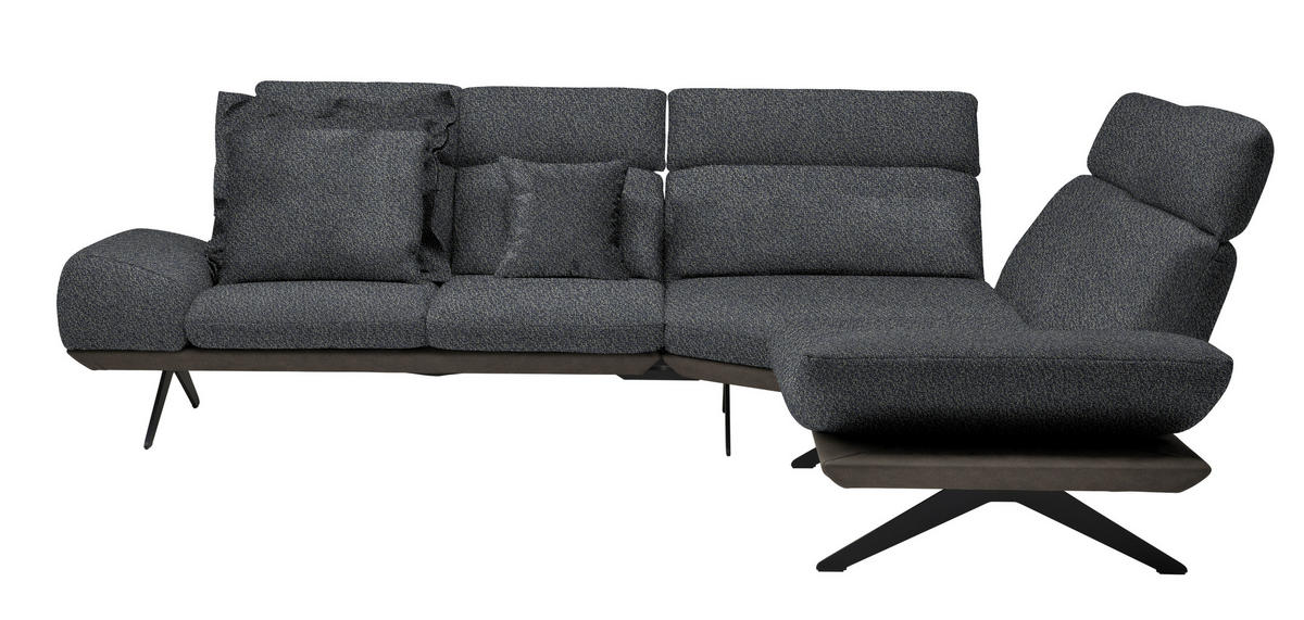 ECKSOFA in Flachgewebe Graublau  270/239 cm  - Graublau/Dunkelgrau, Design, Textil/Metall (270/239cm) - Koinor