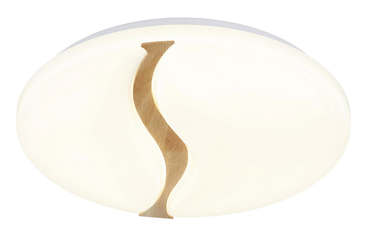 STROPNÍ LED SVÍTIDLO, 33/7 cm  - bílá/hnědá, Basics, kov/dřevo (33/7cm) - Globo