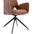 ARMLEHNSTUHL  Sitzfläche 360° drehbar, automatische Rückholfunktion Leinenoptik Echtleder  - Cognac/Schwarz, Design, Leder/Textil (60/85/62cm) - Dieter Knoll