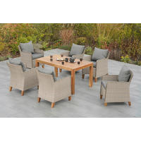 GARTENTISCHGRUPPE Akazie Hartholz Stahl  - Beige/Beigebraun, KONVENTIONELL, Holz/Kunststoff - Gardenson