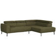 ECKSOFA in Webstoff Olivgrün  280/205 cm  - Schwarz/Olivgrün, Design, Textil/Metall (280/205cm) - Xora