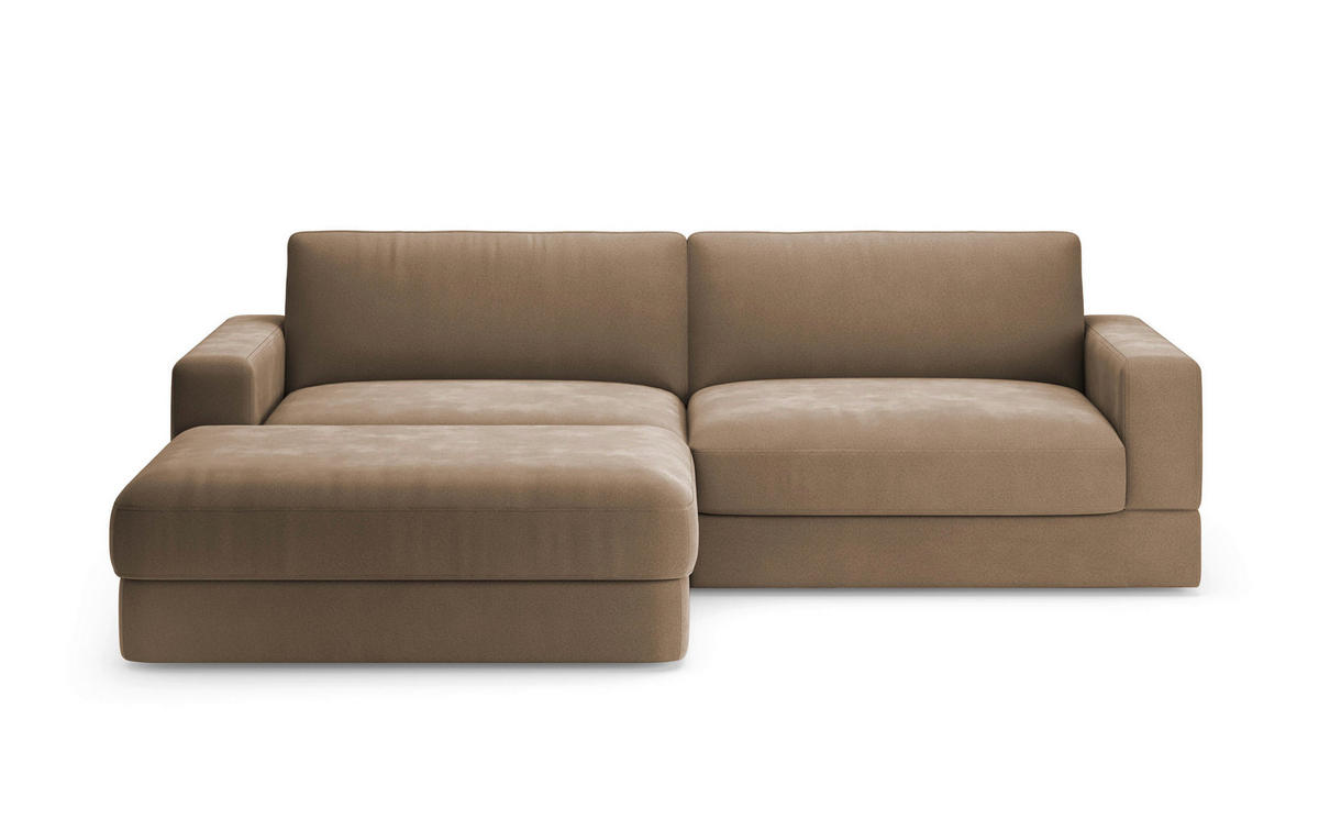 ECKSOFA Mikrofaser Braun  - Schwarz/Braun, Modern, Kunststoff/Textil (196/264cm) - Sit & More