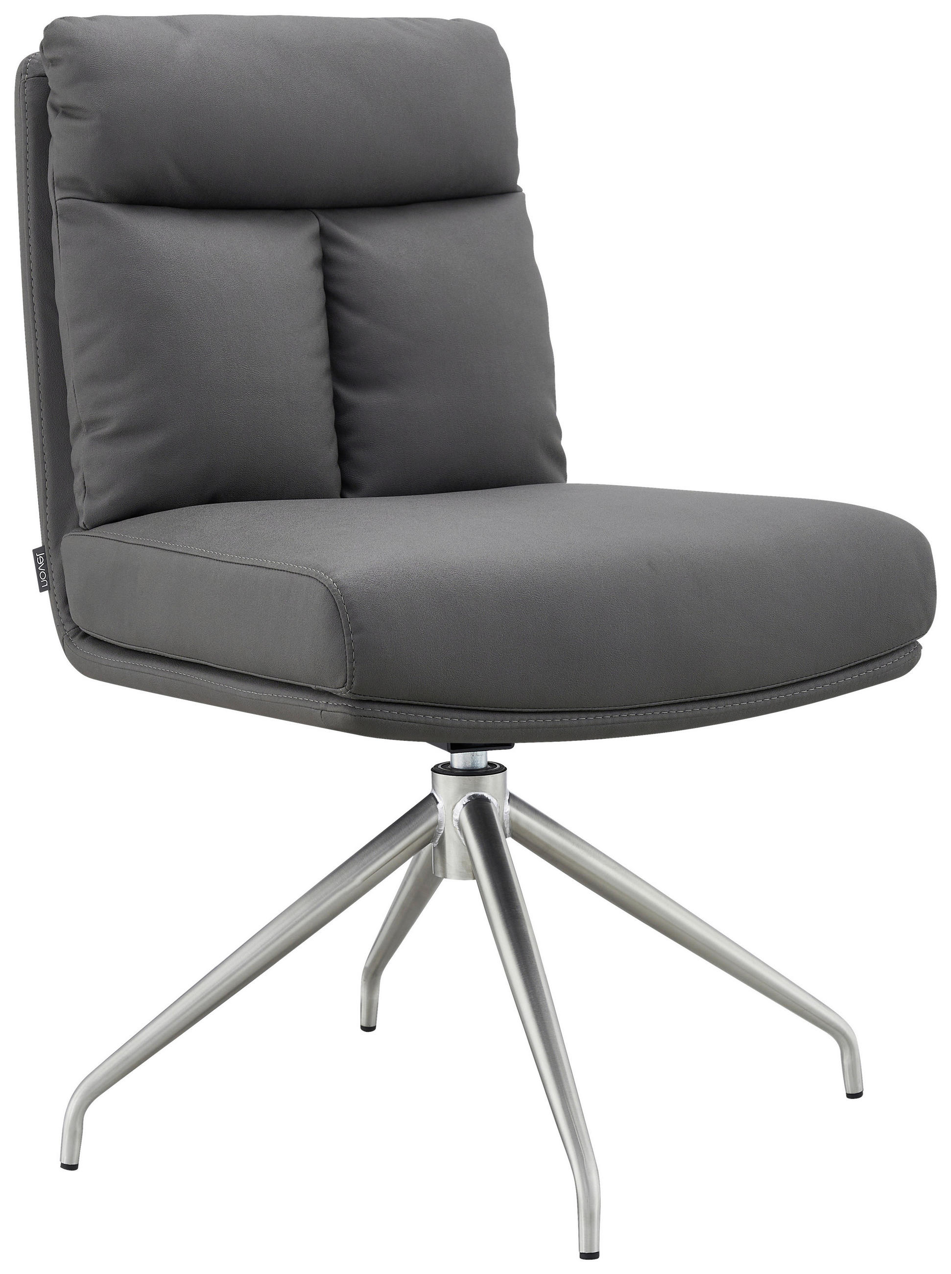 STUHL  Sitzfläche 360° drehbar, automatische Rückholfunktion Mikrofaser  Grau, Edelstahlfarben  - Edelstahlfarben/Grau, Design, Textil/Metall (51,5/89,5/65cm) - Novel