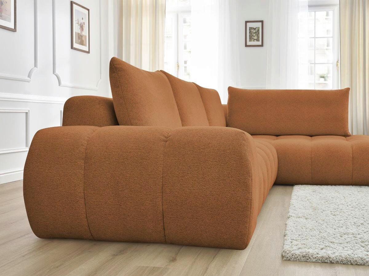 ECKSOFA Ottomane rechts  EVEREST Orange Flachgewebe  - Schwarz/Orange, MODERN, Kunststoff/Textil (352/210cm) - Livetastic
