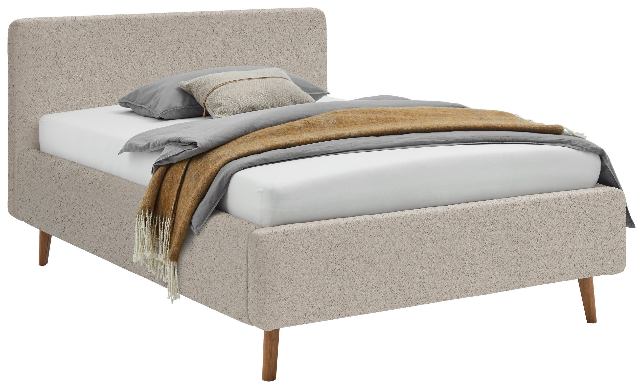 POLSTERBETT 140/200 cm in Beige - Eichefarben/Birkefarben, Design, Holz/Textil (140/200cm) - MID.YOU