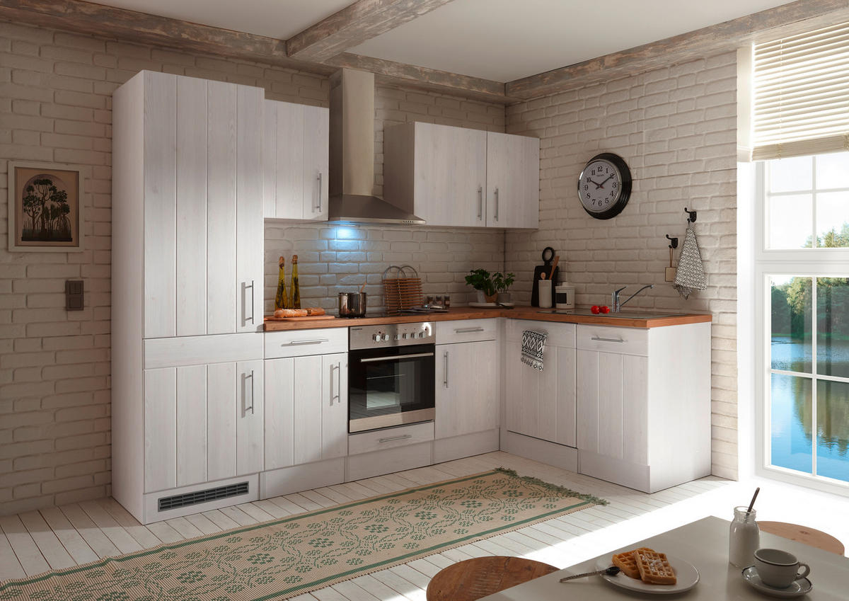 ECKKÜCHE 280/172 cm  in Weiß  - Eichefarben/Weiß, ROMANTIK / LANDHAUS, Holzwerkstoff/Metall (280/172cm) - Respekta