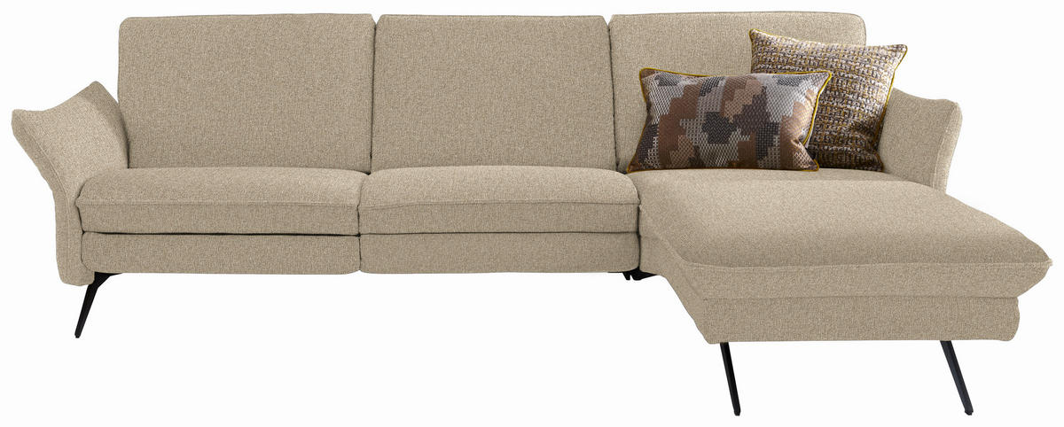 ECKSOFA in Mikrofaser Hellbraun  - Hellbraun/Anthrazit, Design, Textil/Metall (262/158cm) - Himolla Komfortklass