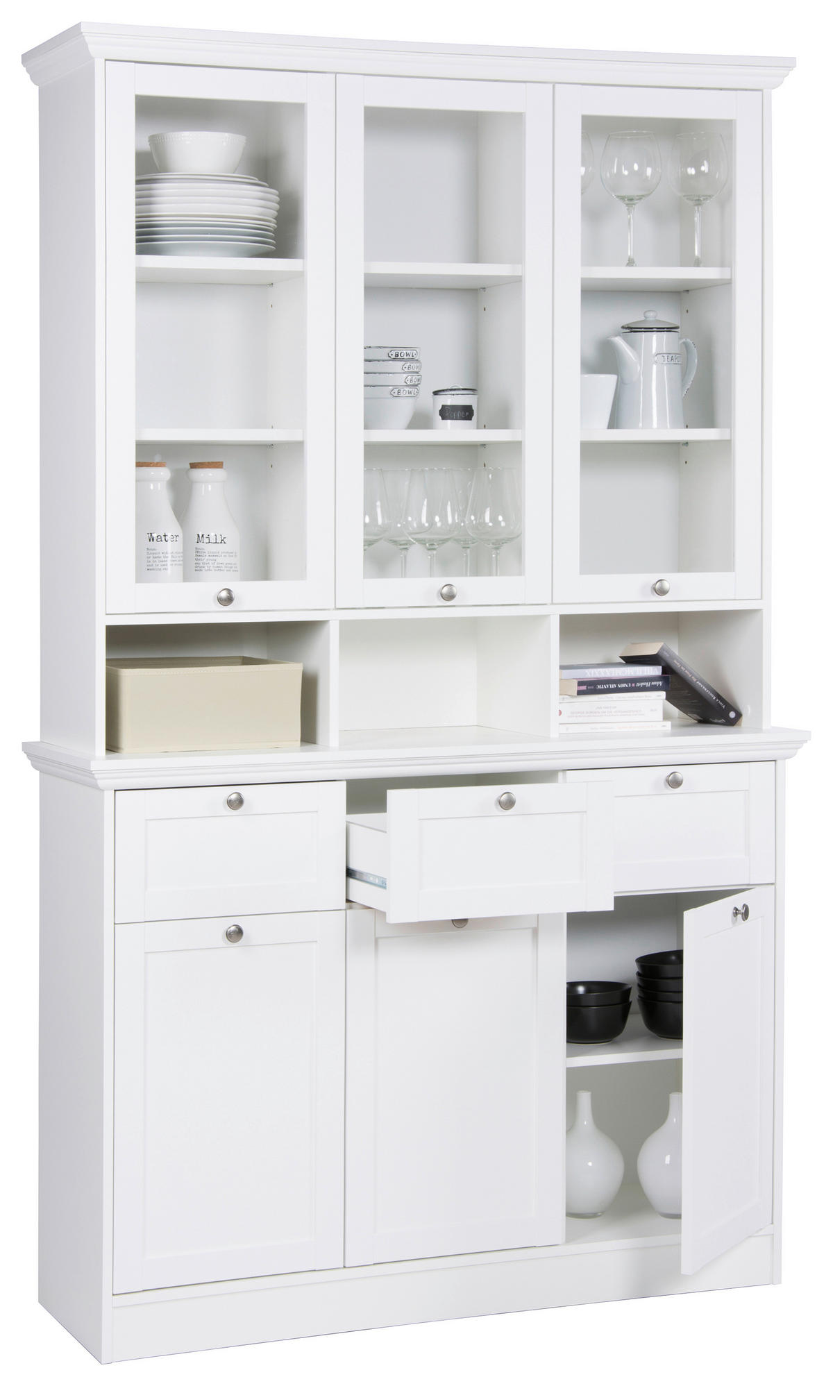 VITRINE in Weiß  - Schwarz/Weiß, LIFESTYLE, Holzwerkstoff/Metall (120/200/40cm) - Carryhome