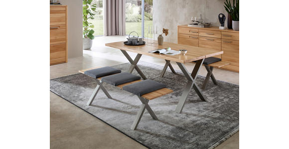 ESSTISCH Buchefarben, Nickelfarben rechteckig   - Buchefarben/Nickelfarben, Natur, Holz/Metall (180/90/74cm) - Carryhome