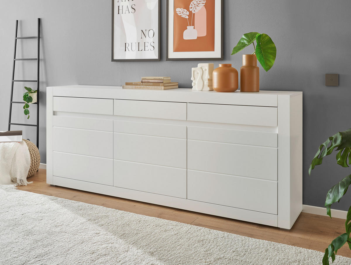 SIDEBOARD  217/90/42 cm 3 Schublade(n)  - Eichefarben/Weiß, Design, Holzwerkstoff (217/90/42cm) - MID.YOU