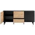 SIDEBOARD Schwarz, Eiche Artisan Einlegeböden  - Schwarz/Eiche Artisan, Design, Holzwerkstoff/Metall (178/78/40cm) - Xora